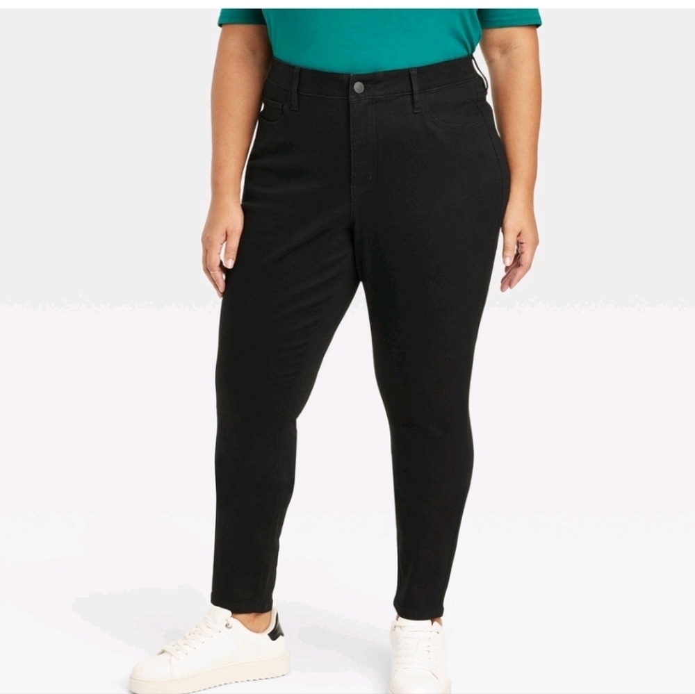 Women's Mid-Rise Skinny Jeans - Ava & Viv - Black Wash - 26